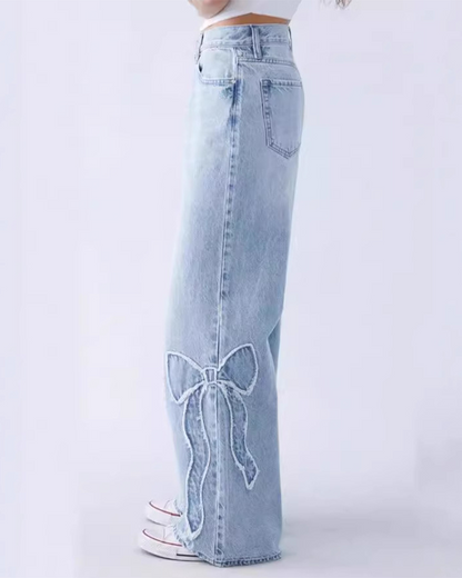 Raw Bow Jeans On The Side