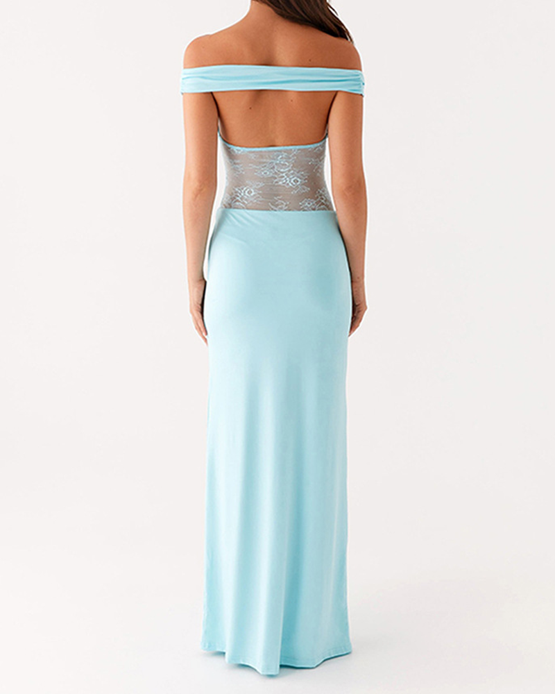 Backless Lace Panel Dress