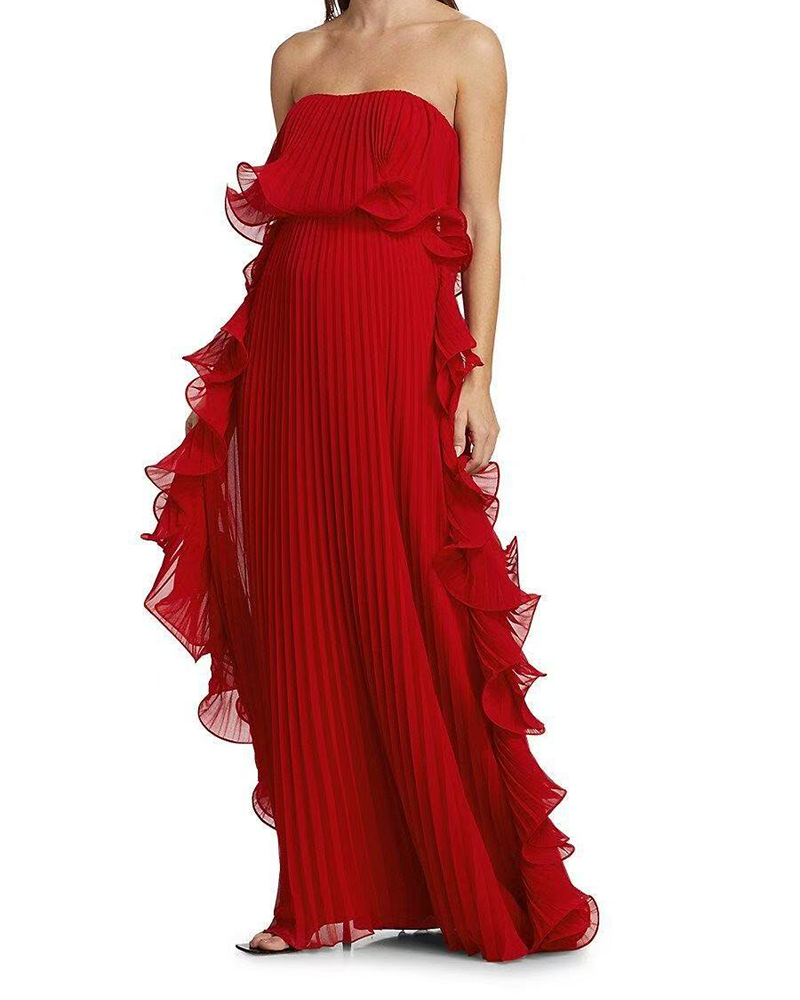 Pleated Tube Top Dress