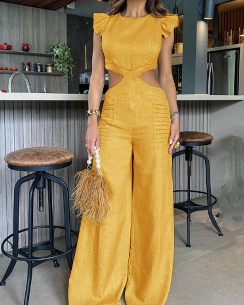 Loose-Fitting Ruffled Jumpsuit