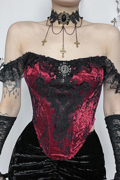 Gothic Lace Panel Cami Corset