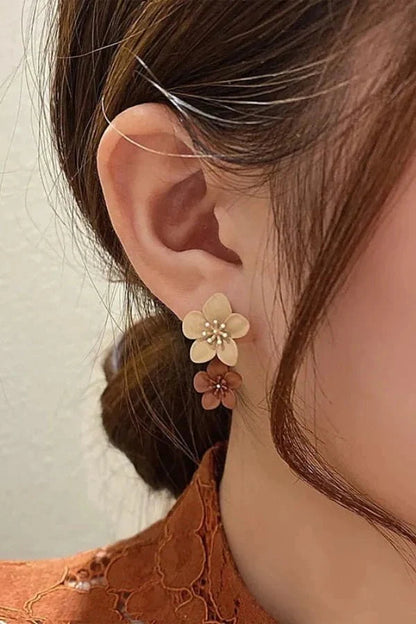 Flower Dual Tone Earrings