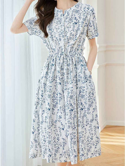 Destiny Vacation V-Neck Floral Printed Dress