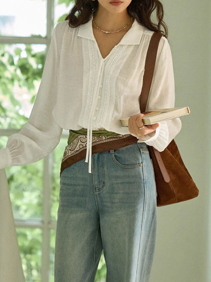 Zoe Vintage V-Neck Lace Shirt