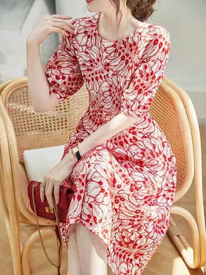 Genesis Vacation Crew Neck Printed Dress