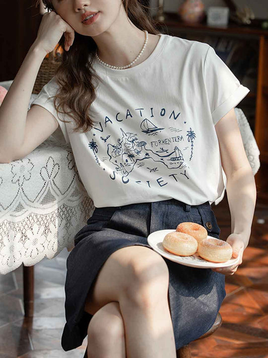 Vanessa Loose Crew Neck Printed Top