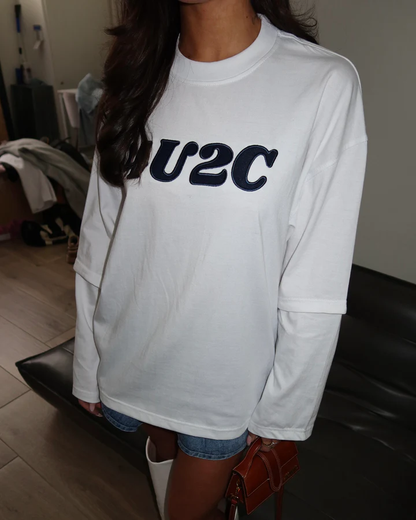 Alphanumeric Long-Sleeved Loose-Fitting T-Shirt