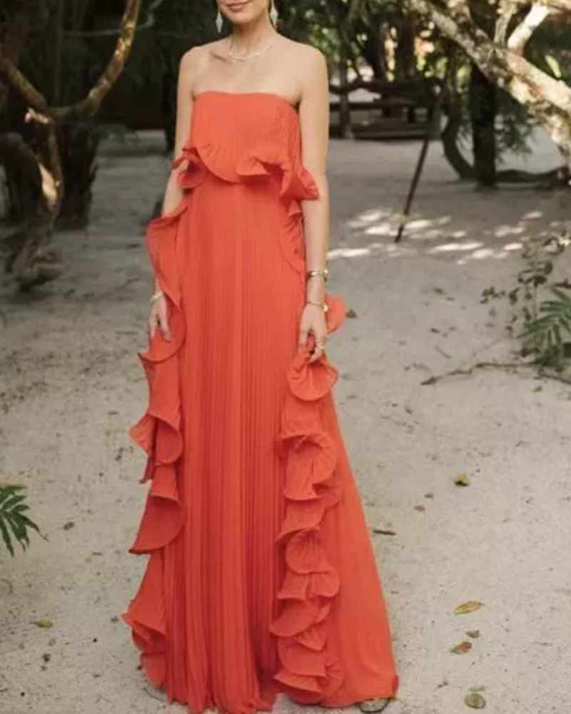 Pleated Tube Top Dress