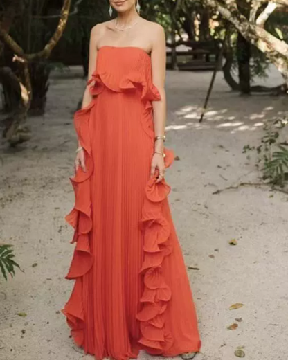 Pleated Tube Top Dress