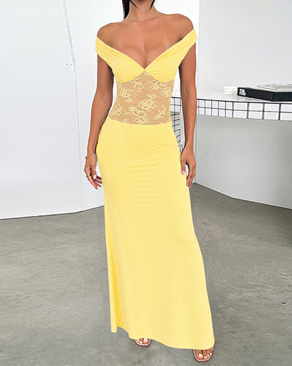 Backless Lace Panel Dress