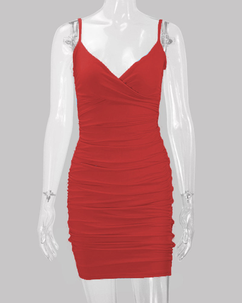 Deep V Suspender Mini Dress