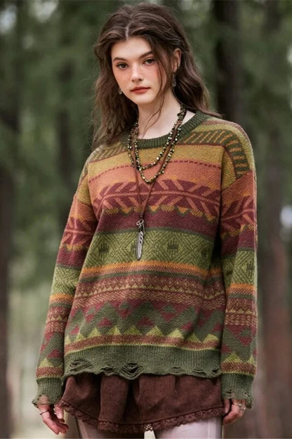 Autumn Geometric Pullover Sweater