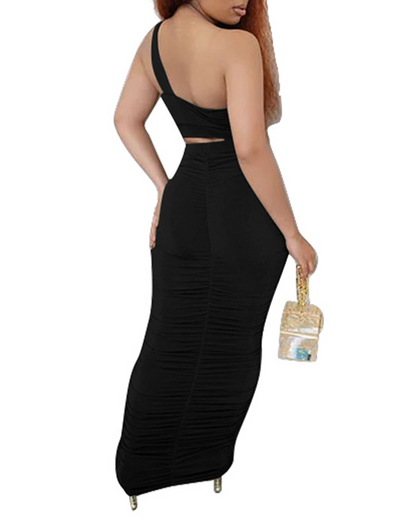 One-Shoulder Pleated Skirt Set