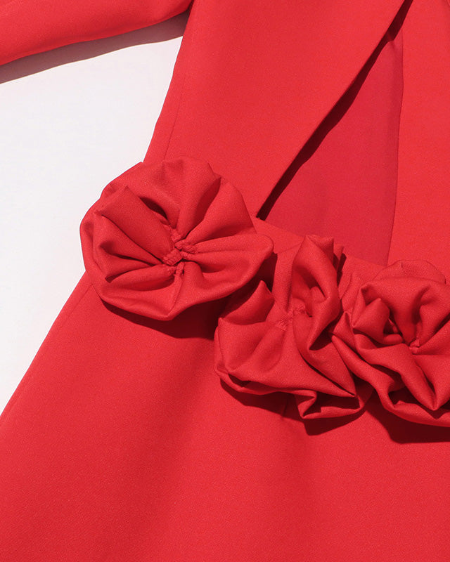 V-Neck Open Back Floral Suit Jacket