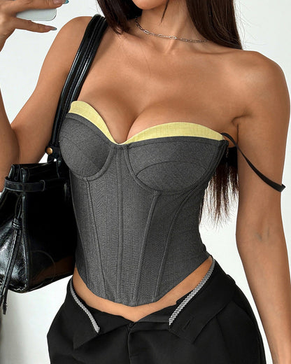 Contrast Color Herringbone Vest