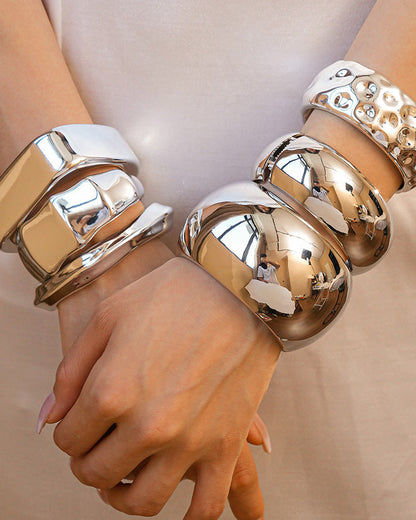 Wide Metal Geometric Bracelet
