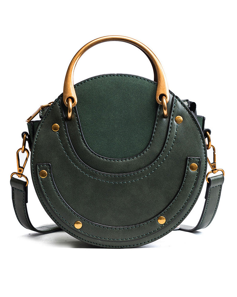 Frosted Stitching Shoulder Crossbody Round Bag