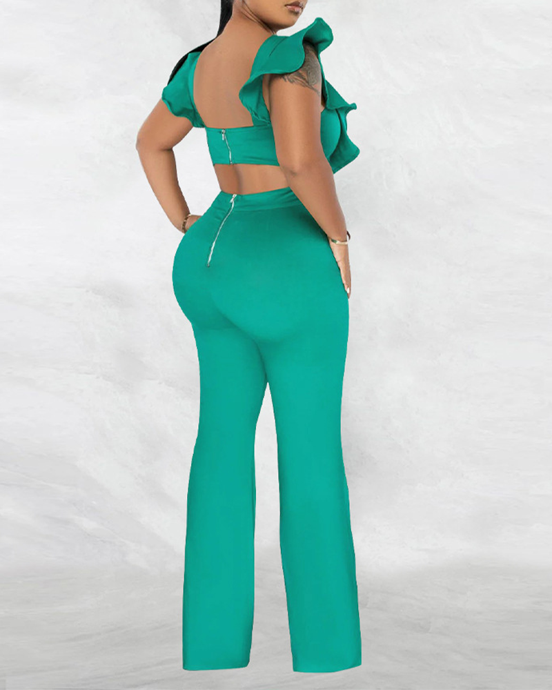 Ruffled Round Neck Jumpsuit