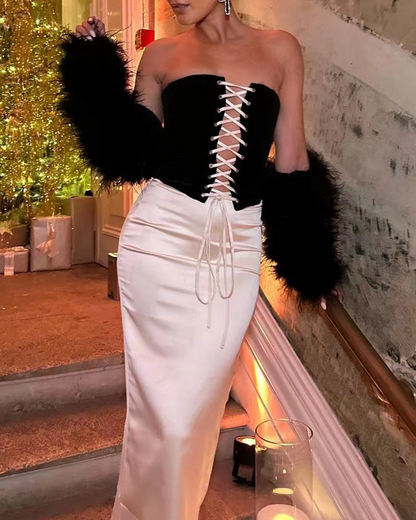 Bandage Tube Top Skirt Set