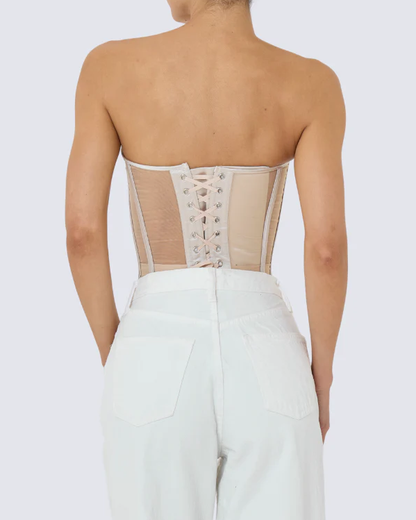 Double-Layer Breathable Mesh See-Through Herringbone Bra