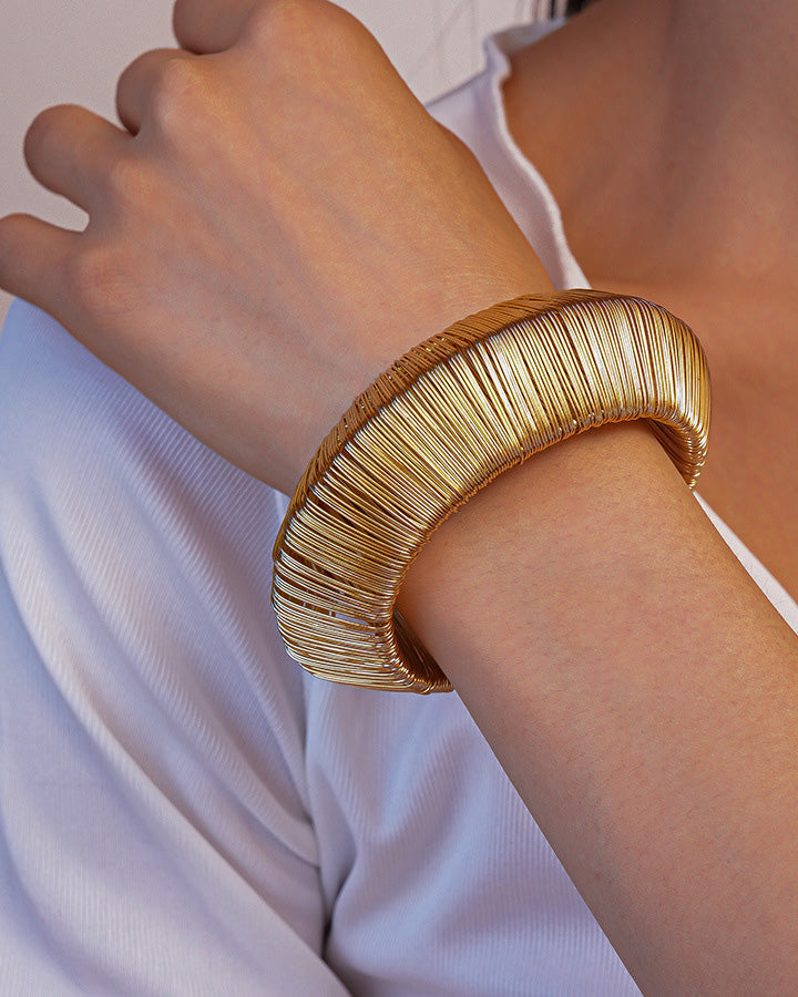 Metal Braided Wrap Cuff Bracelet