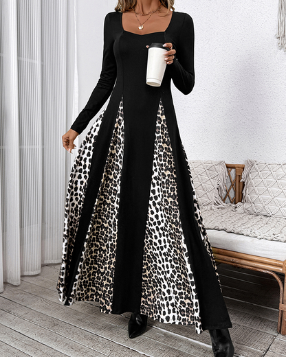Long Sleeve Leopard Print Dress