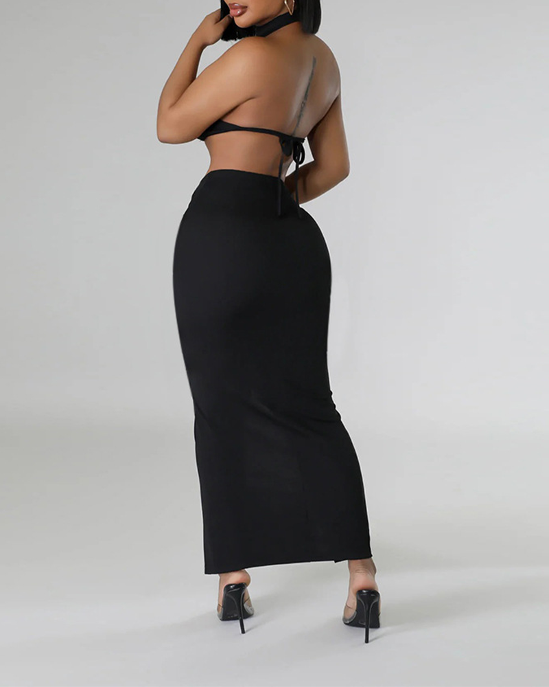 Waist Sleeveless Dress Suit