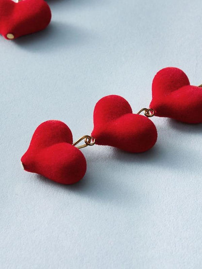 1pair Three Layered Heart Drop Earrings for Women