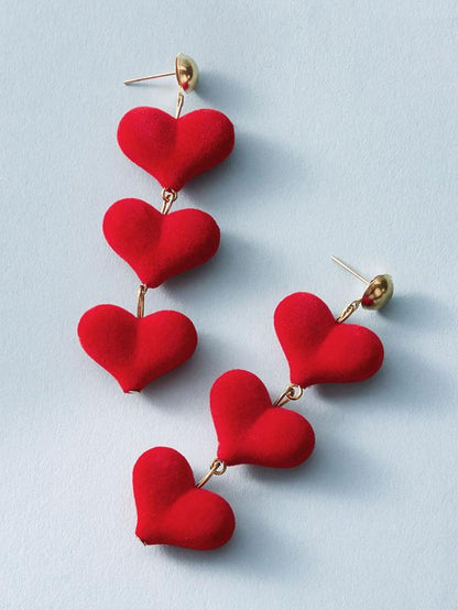 1pair Three Layered Heart Drop Earrings for Women