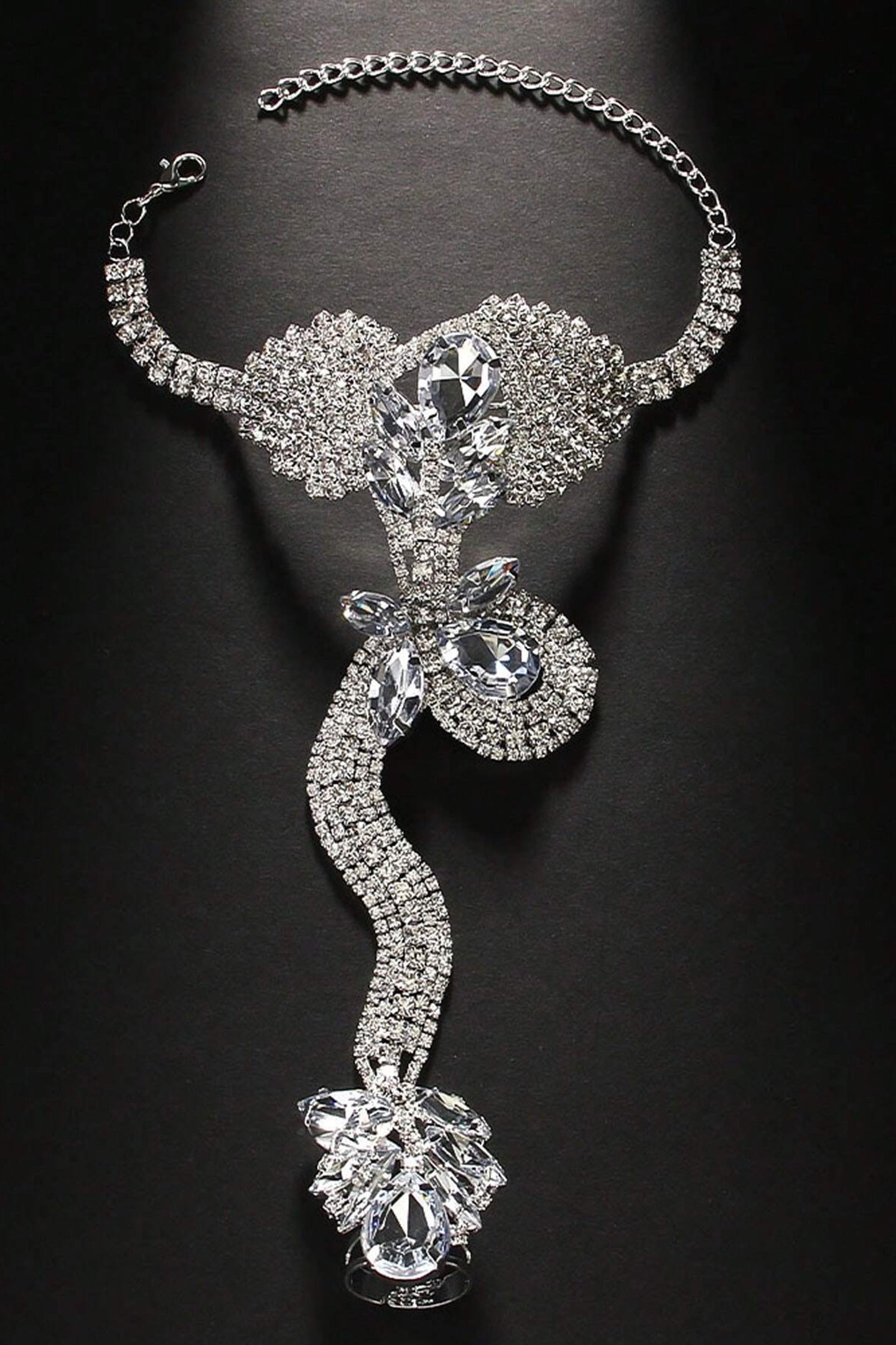 Crystal Snake Finger Ring Bracelet