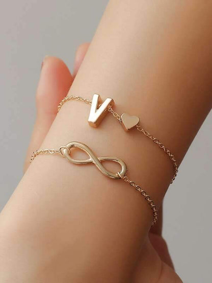 1pc Heart & Infinity Decor Layered Bracelet for Women