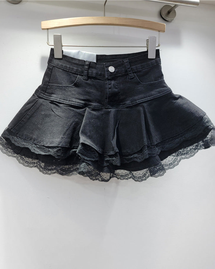 Stretch Denim and Lace Tutu Skirt