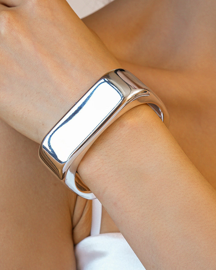 Wide Metal Geometric Bracelet