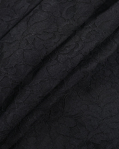 Slim Fit Lace Square Neck Tie Waist Skirt