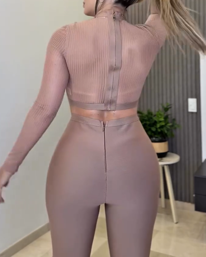 Patchwork Slim-Fit Pants Suit (Pre-Sale)