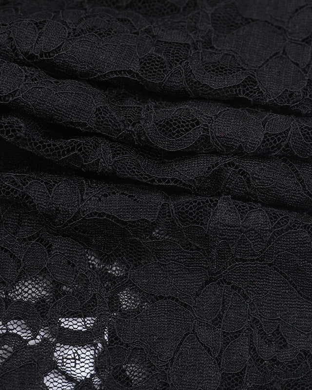 Slim Fit Lace Square Neck Tie Waist Skirt