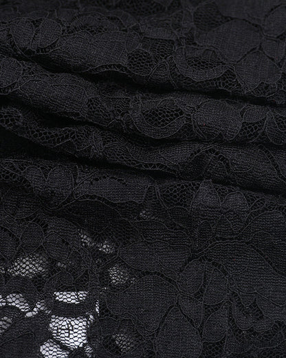 Slim Fit Lace Square Neck Tie Waist Skirt