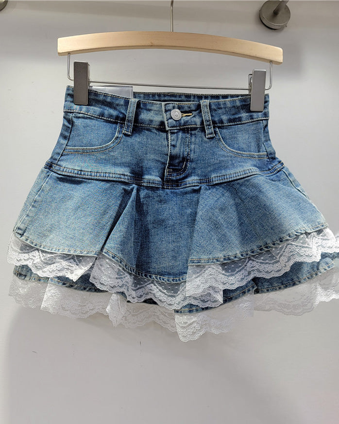 Stretch Denim and Lace Tutu Skirt