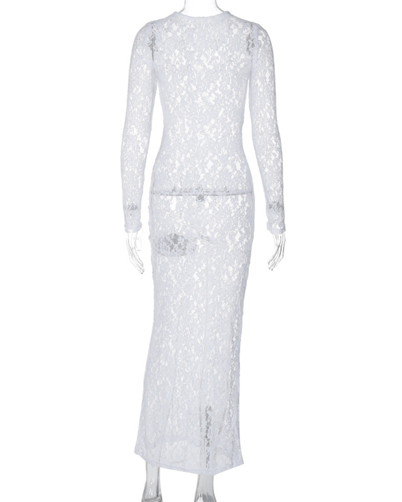 Hollow Lace Maxi Dress