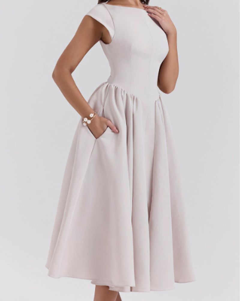 Backless Crew Neck Dress