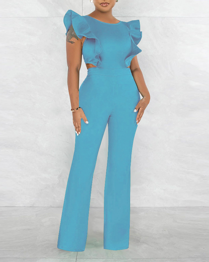 Ruffled Round Neck Jumpsuit