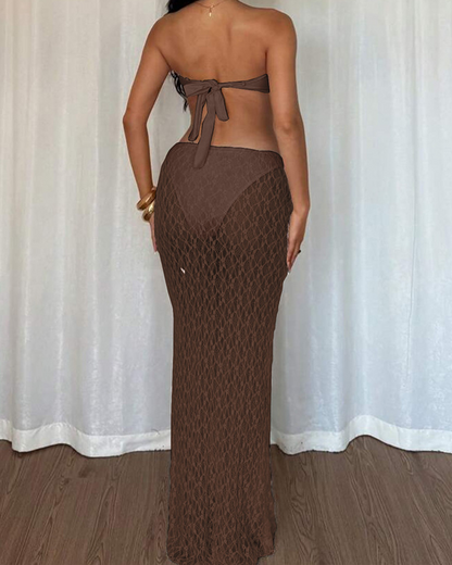 Bandeau Lace Skirt Set