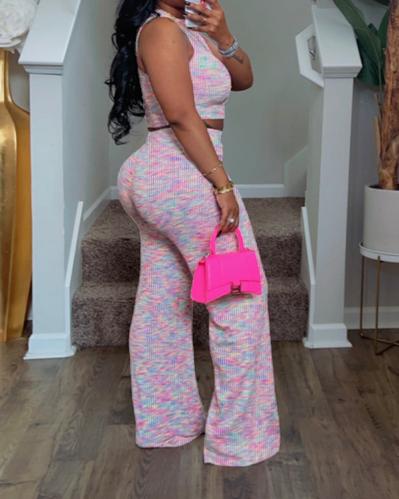 Printed Wide-Leg Trousers Suit