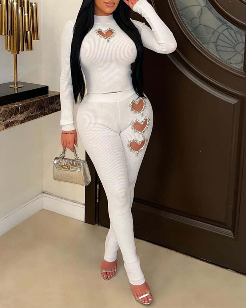 Decorative Hollow Slim Pants Suit