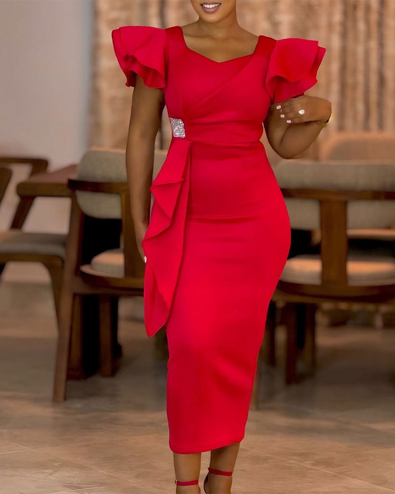 Elegant Ruffled Hip Dress