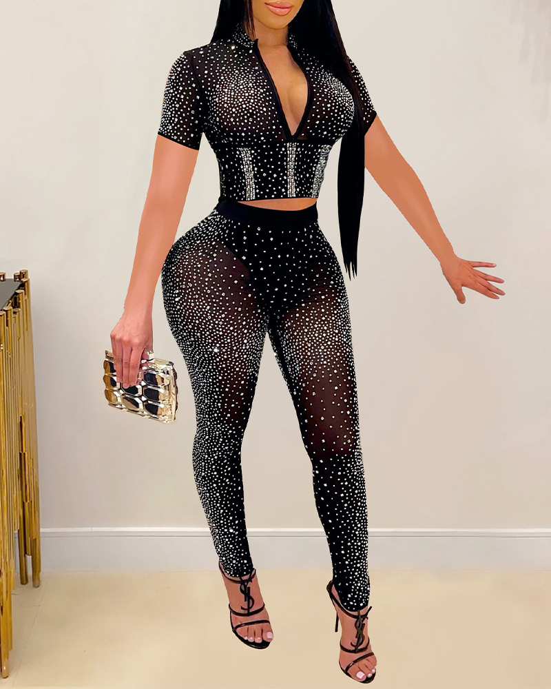 Mesh Diamond Slim Fit Stretch Suit