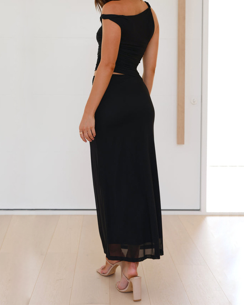 Mesh Panel Fitted Dress