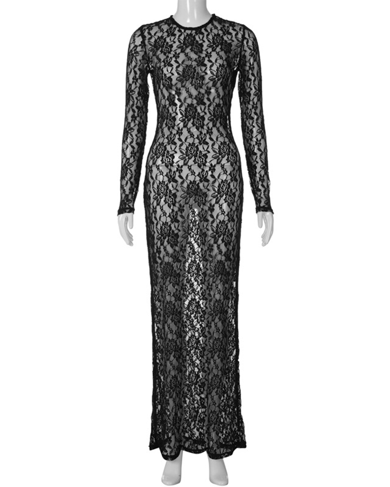 Hollow Lace Maxi Dress