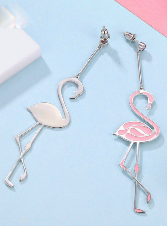 Flamingo Pink Enamel Drop Earrings