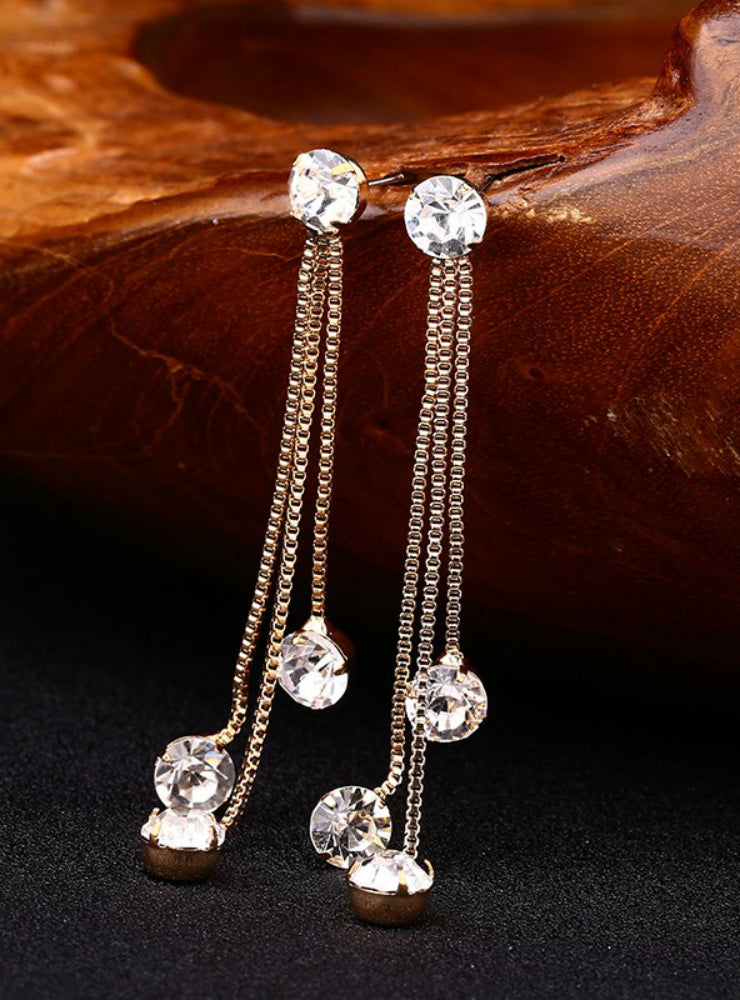 Tassel Rhinestone Earrings with Unique Personality
